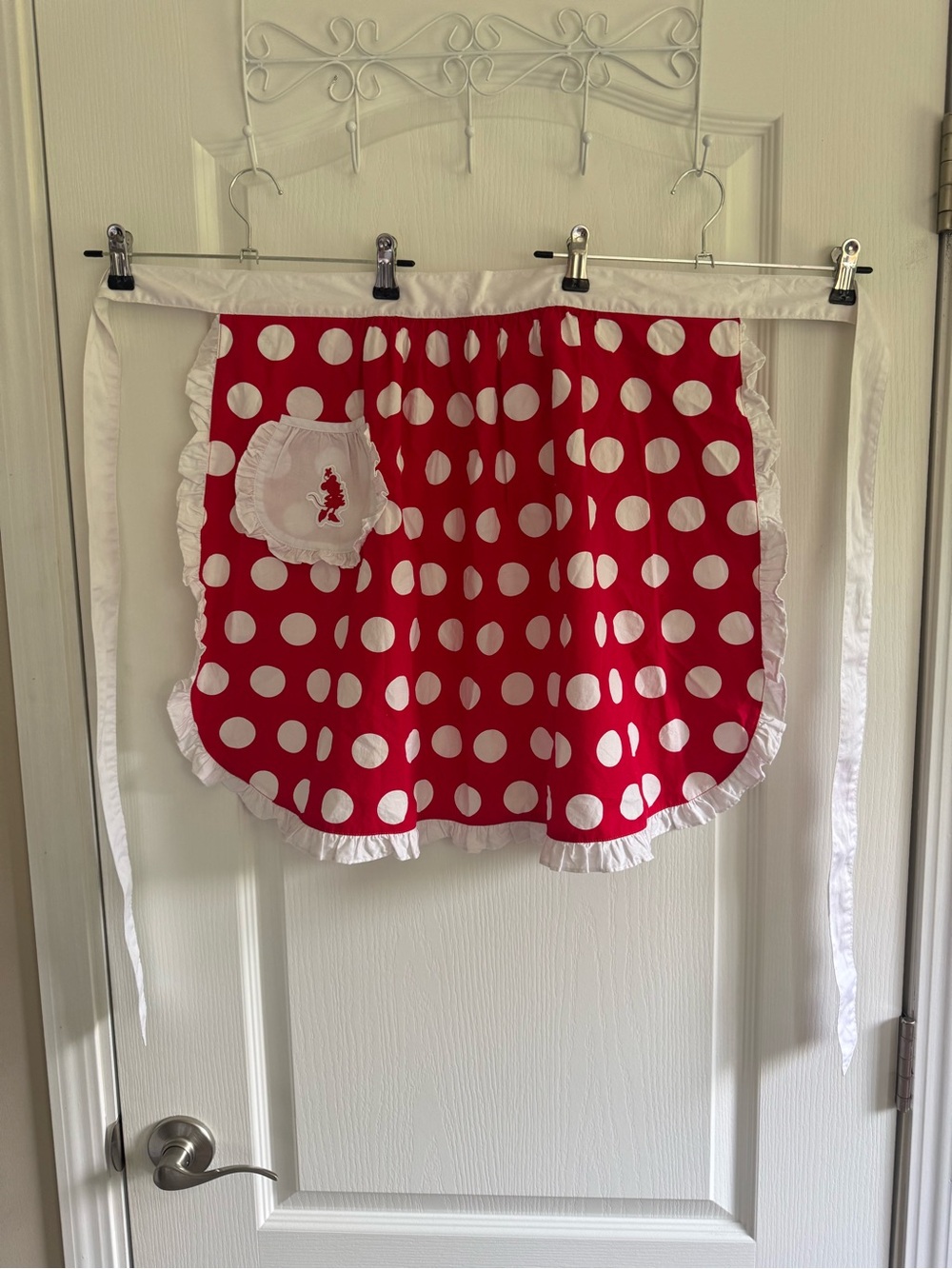 Disney‎ Parks Minnie Mouse Polka Dot Ruffle Apron Red White Retro